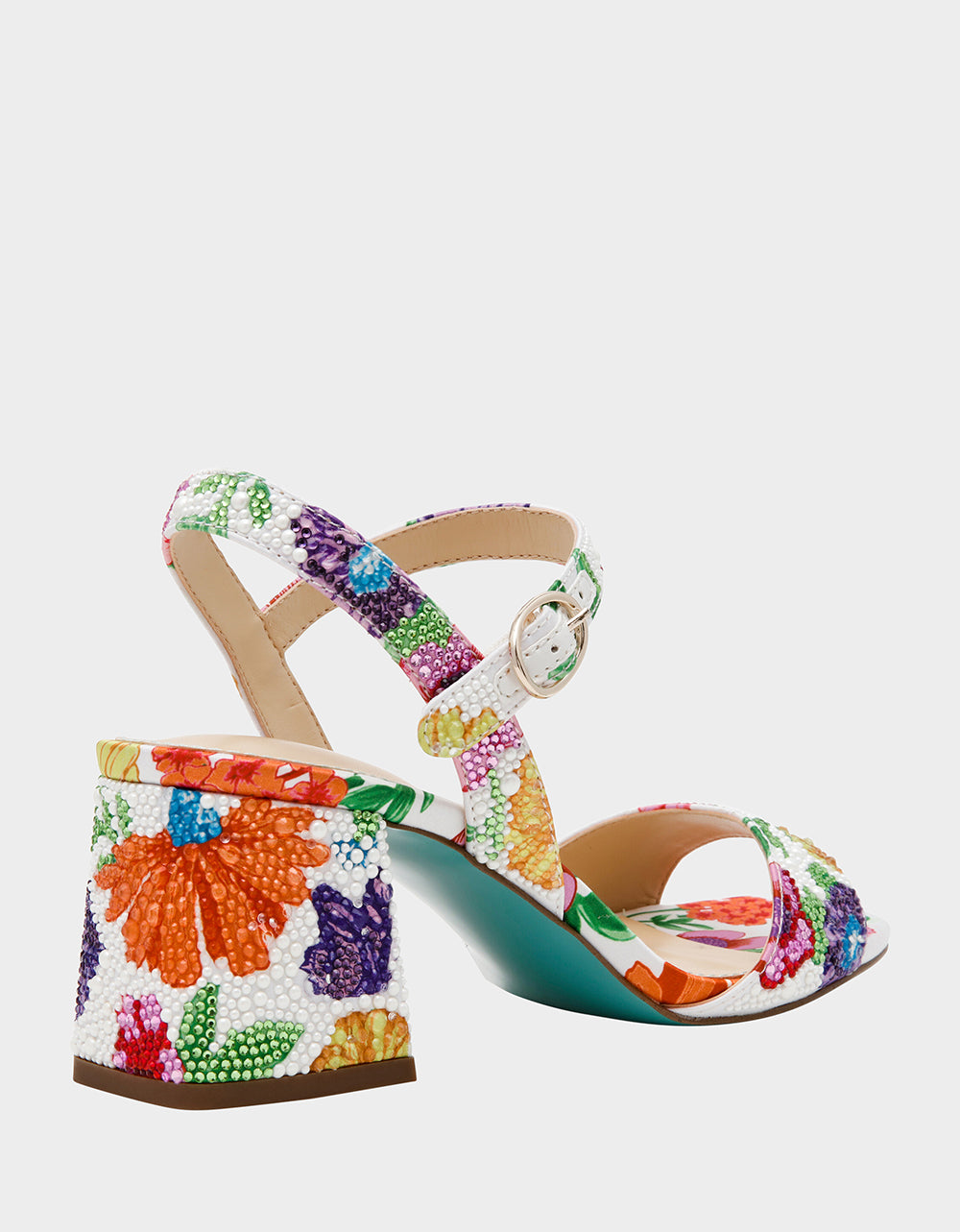 Betsey Johnson Deals - TAMY BRIGHT MULTI Women's Floral Block Heel Sandal