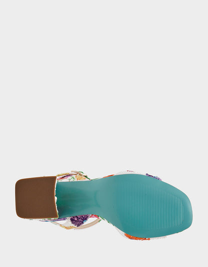 Betsey Johnson Deals - TAMY BRIGHT MULTI Women's Floral Block Heel Sandal