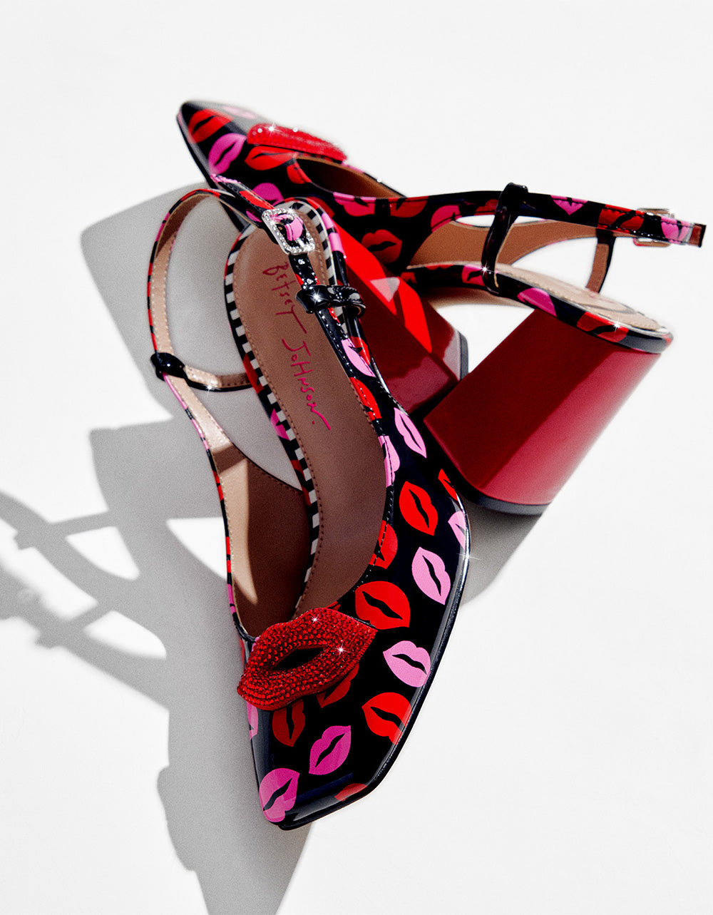 Betsey Johnson New - ASHHLEY MULTI LIPS Square-Toe Slingback Women's Heel