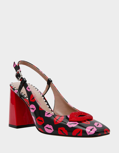 Betsey Johnson New - ASHHLEY MULTI LIPS Square-Toe Slingback Women's Heel