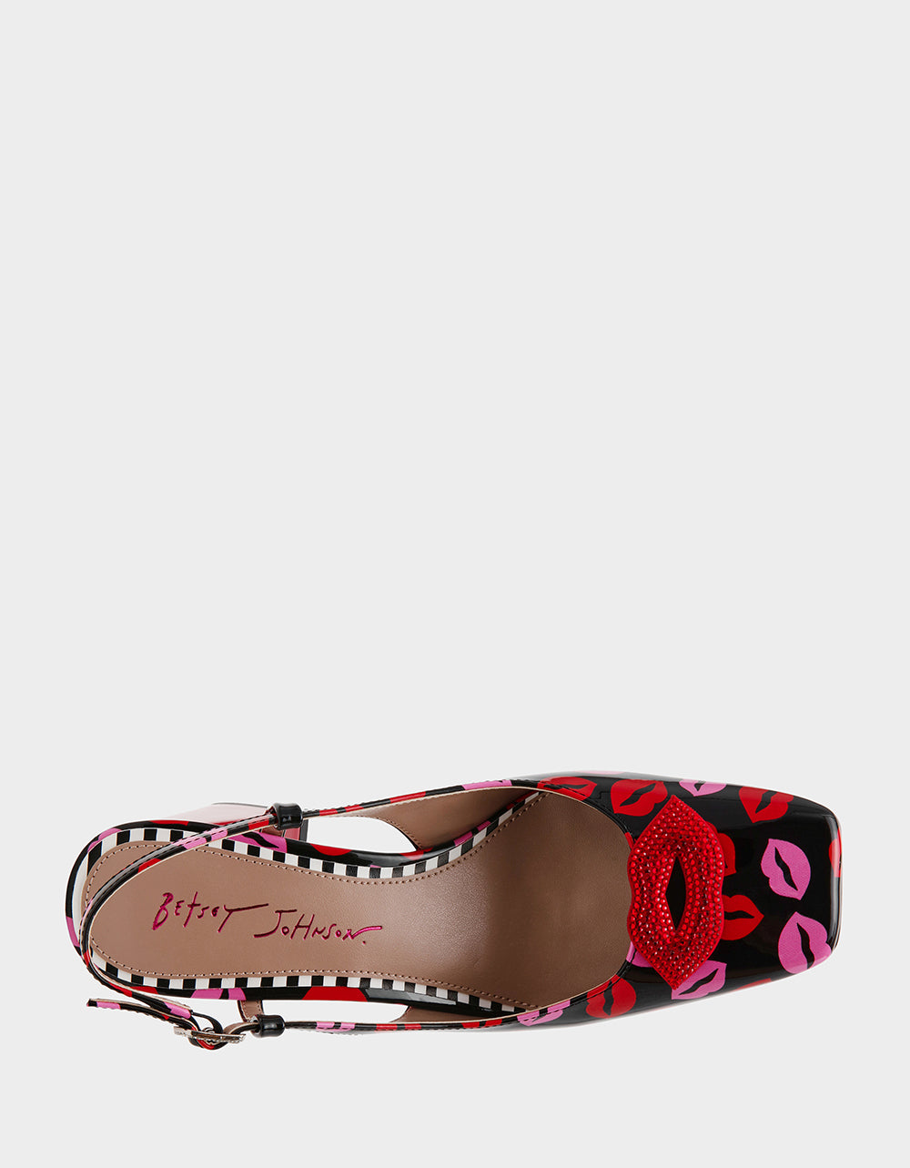Betsey Johnson New - ASHHLEY MULTI LIPS Square-Toe Slingback Women's Heel