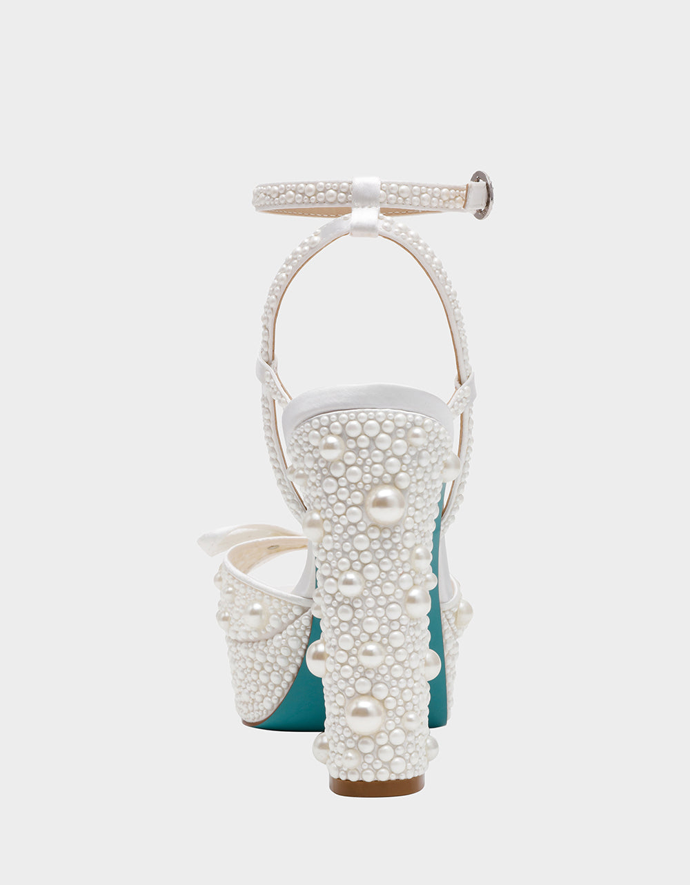 Betsey Johnson Signature - ENOLA PEARL Women's Strappy Block Heel Square-Toe Platform Pearl Embellished Women's Heel