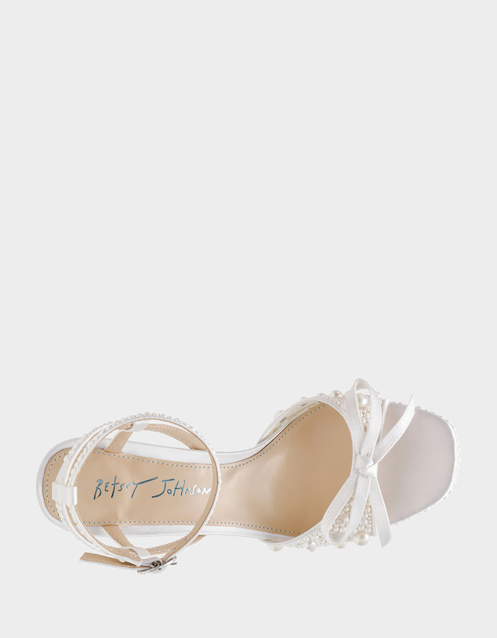 Betsey Johnson Signature - ENOLA PEARL Women's Strappy Block Heel Square-Toe Platform Pearl Embellished Women's Heel