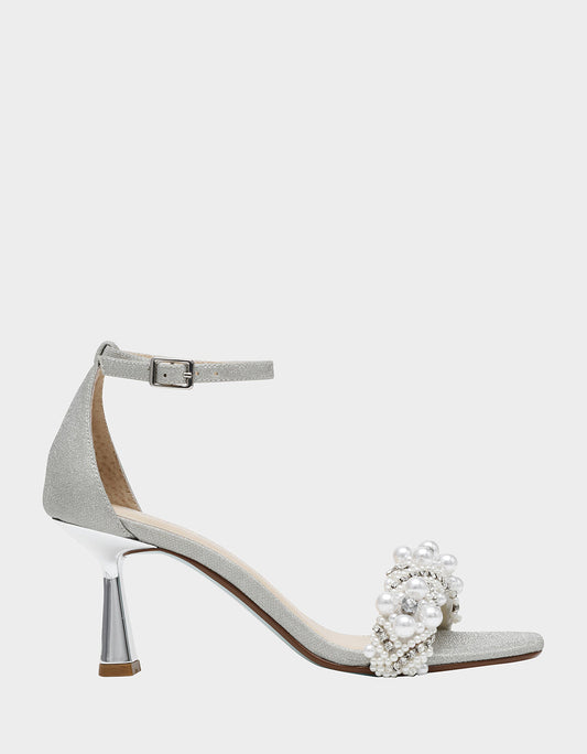 Betsey Johnson Popular - MILO SILVER Embellished Kitten Heel