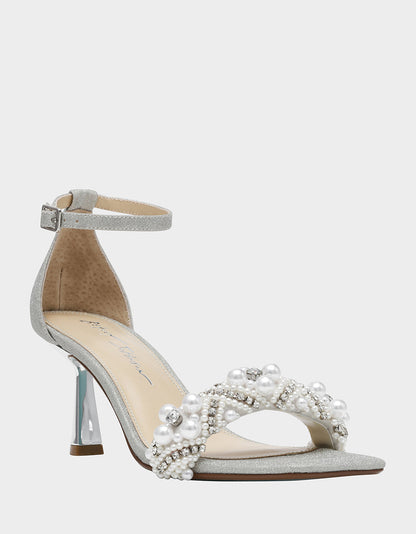 Betsey Johnson Popular - MILO SILVER Embellished Kitten Heel