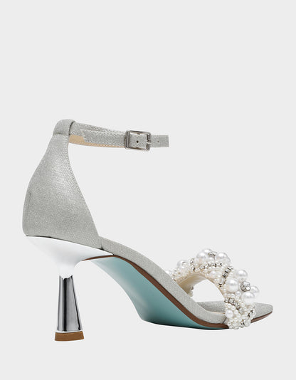 Betsey Johnson Popular - MILO SILVER Embellished Kitten Heel