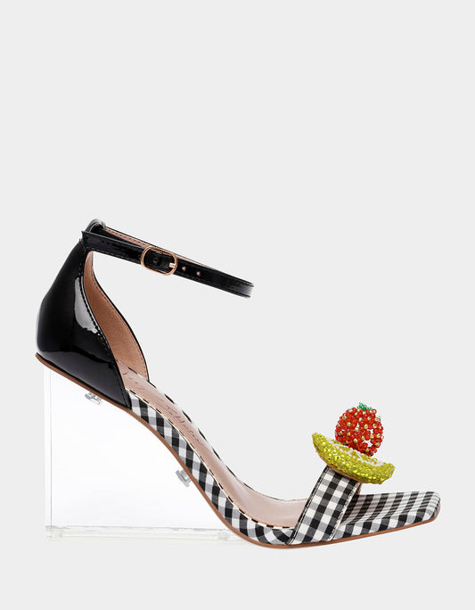 Betsey Johnson Everyday - HARLEN BLACK MULTI Gingham Sandal