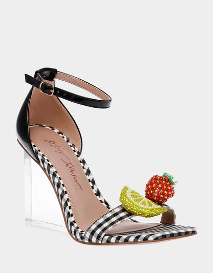 Betsey Johnson Everyday - HARLEN BLACK MULTI Gingham Sandal
