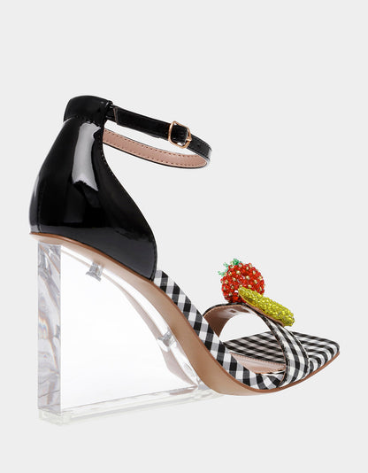 Betsey Johnson Everyday - HARLEN BLACK MULTI Gingham Sandal