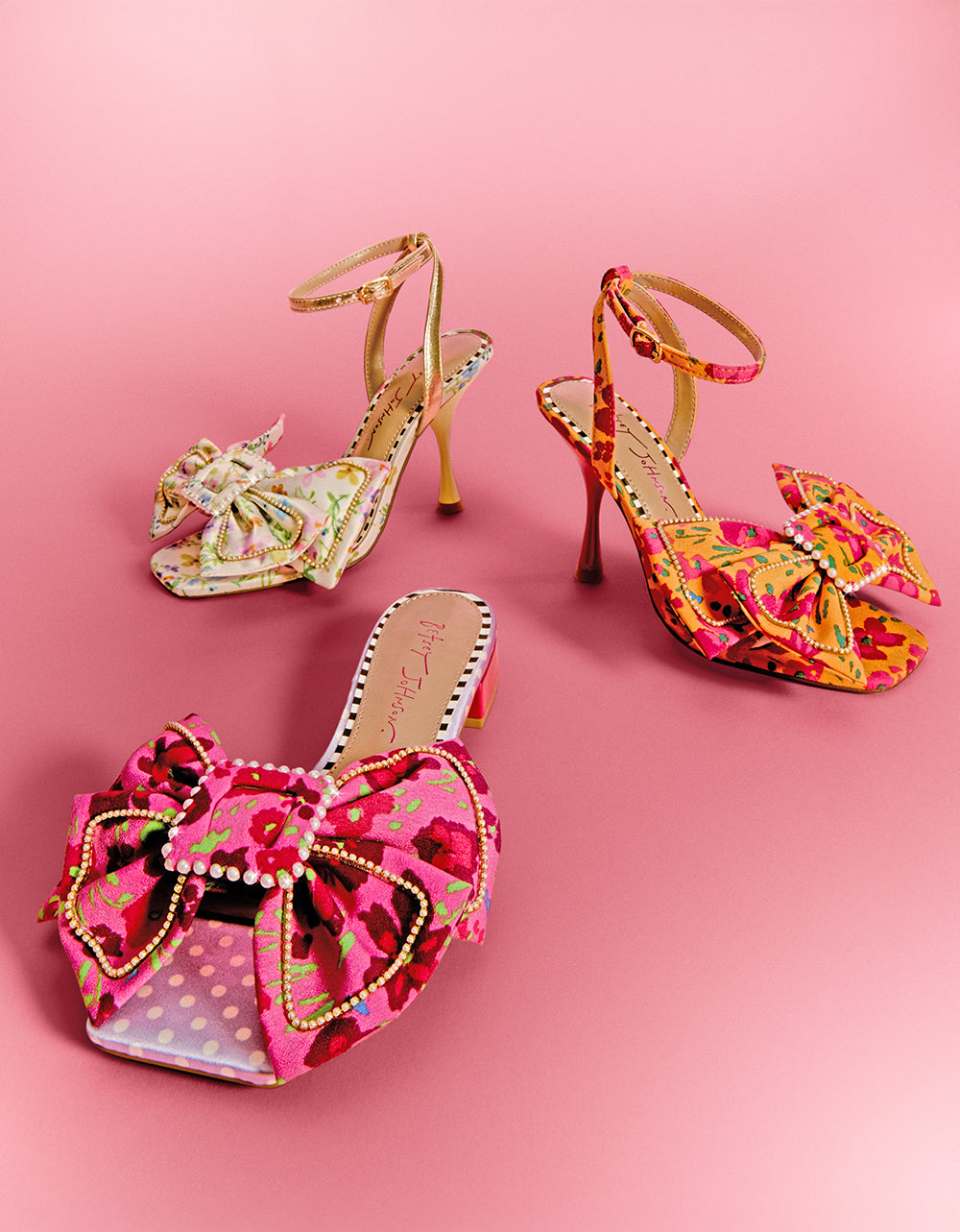 Betsey Johnson Deals - GARNET PINK FLORAL Square-Toe Mule Block Heel