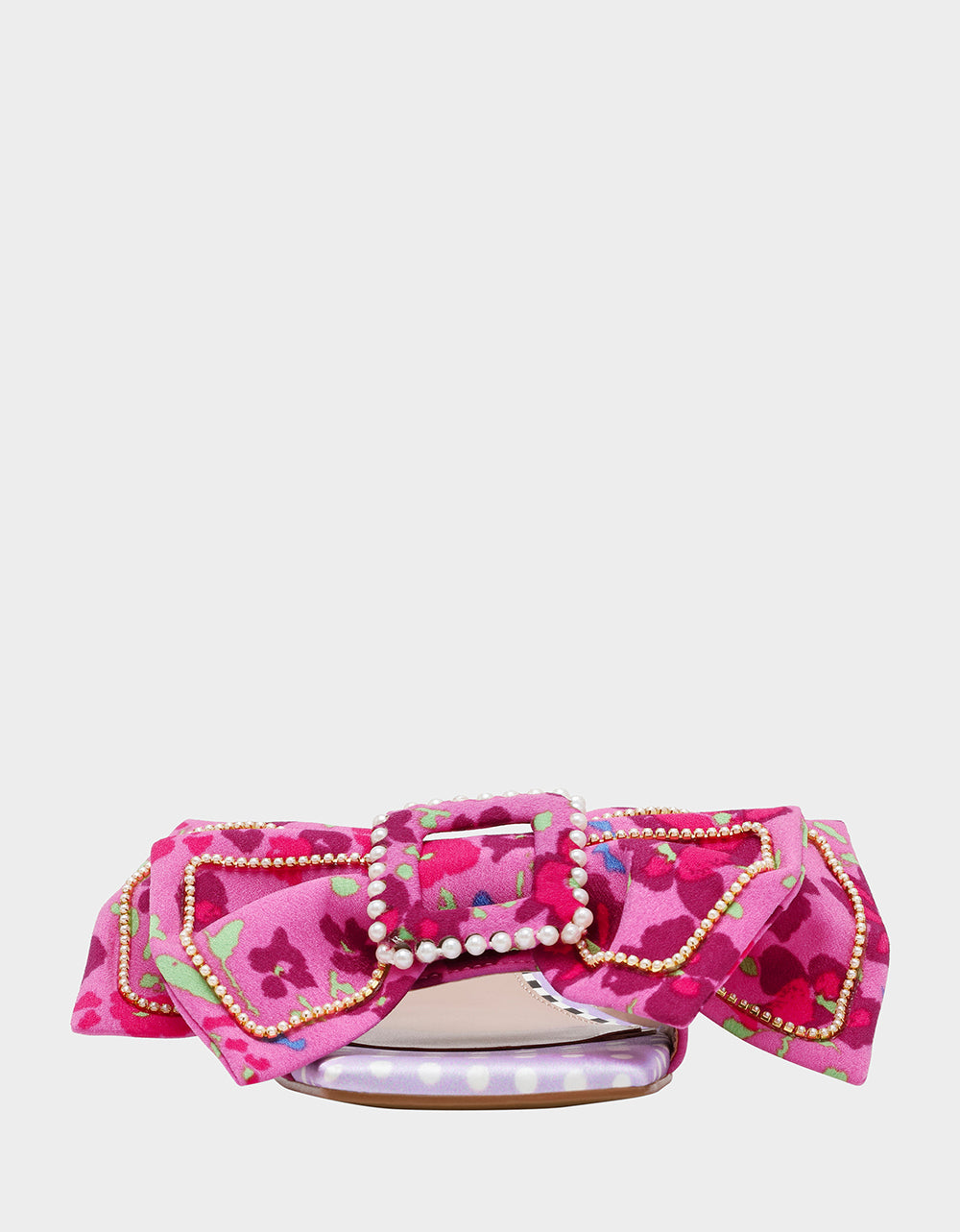Betsey Johnson Deals - GARNET PINK FLORAL Square-Toe Mule Block Heel