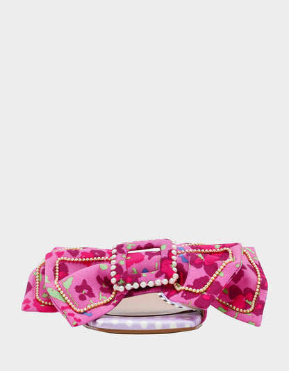 Betsey Johnson Deals - GARNET PINK FLORAL Square-Toe Mule Block Heel