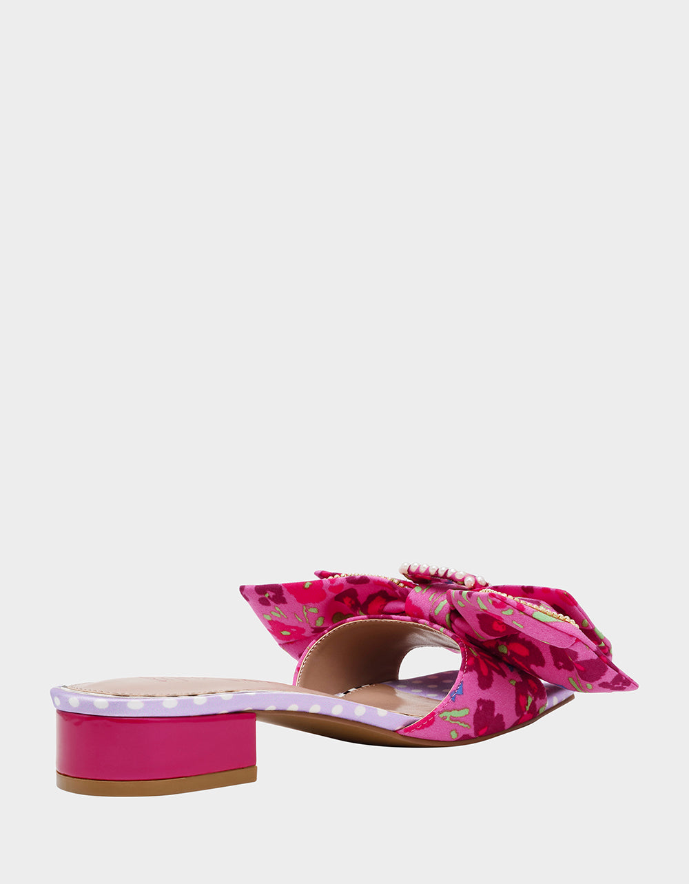 Betsey Johnson Deals - GARNET PINK FLORAL Square-Toe Mule Block Heel