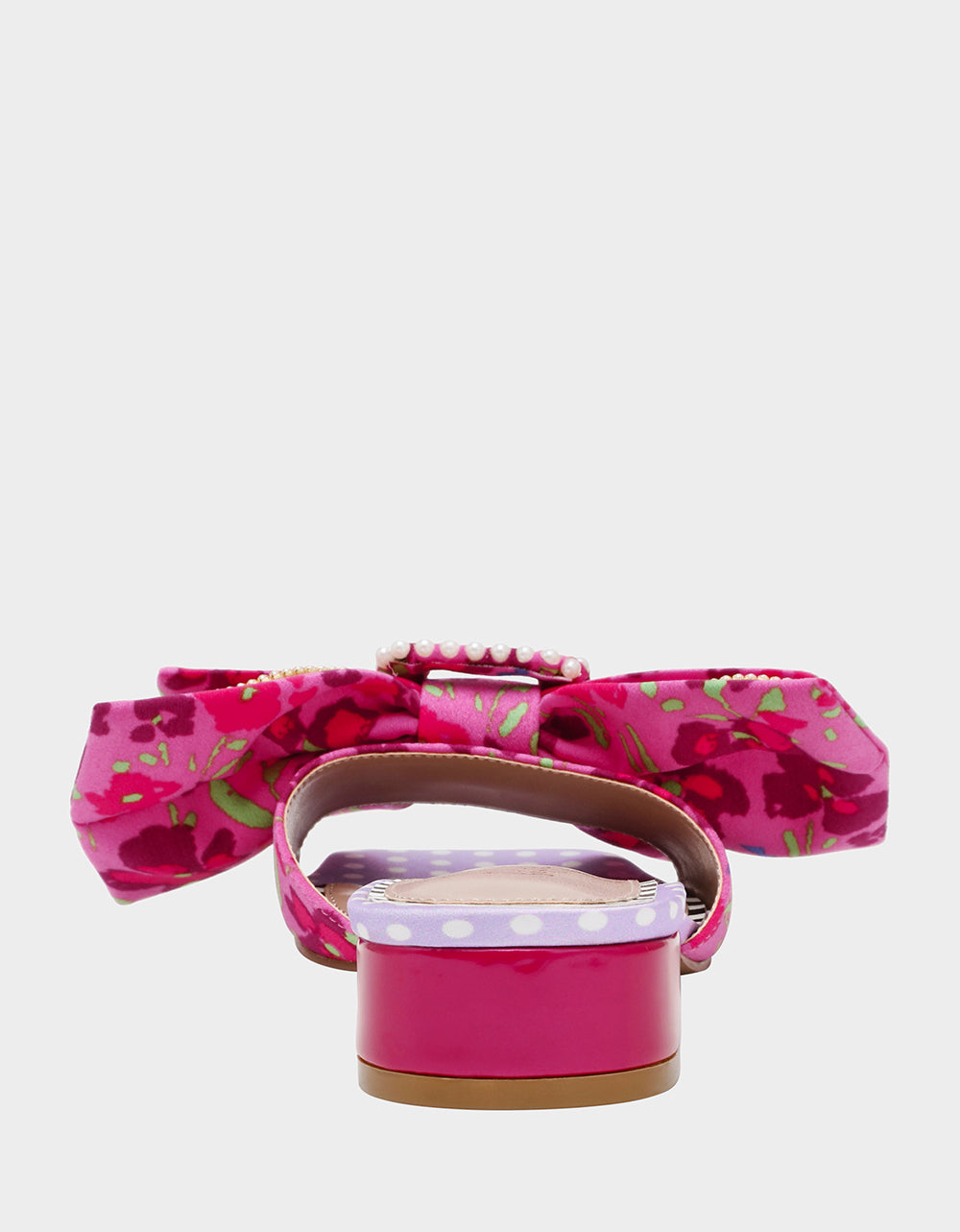 Betsey Johnson Deals - GARNET PINK FLORAL Square-Toe Mule Block Heel
