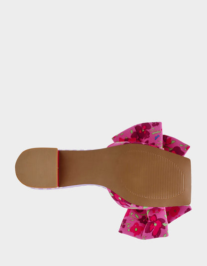 Betsey Johnson Deals - GARNET PINK FLORAL Square-Toe Mule Block Heel
