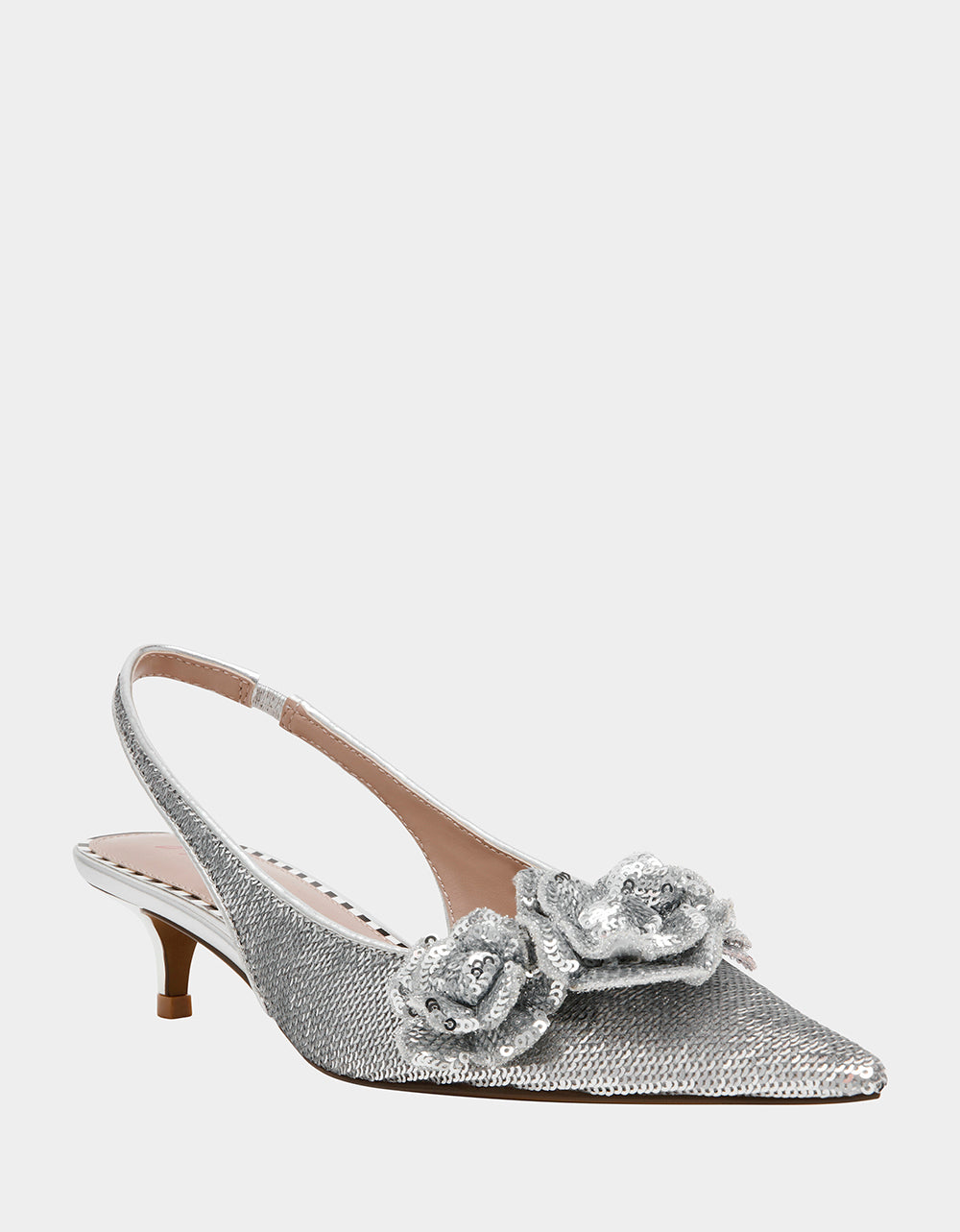Betsey Johnson Classic - AURORRA SILVER Sequins Kitten Heel