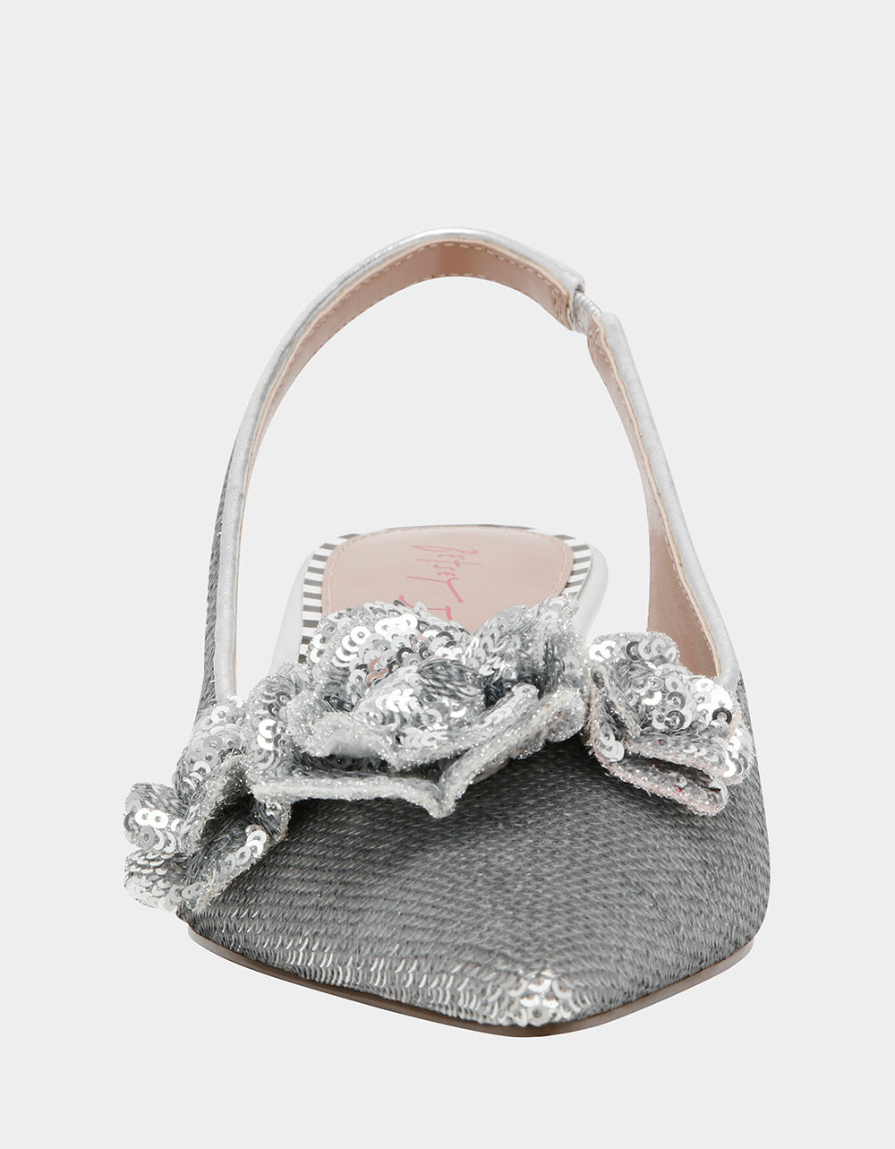 Betsey Johnson Classic - AURORRA SILVER Sequins Kitten Heel