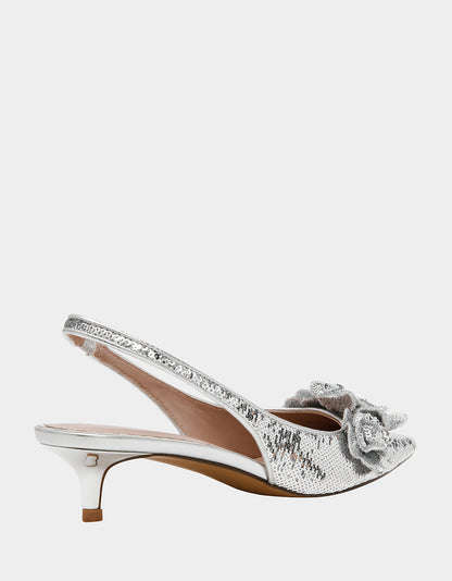 Betsey Johnson Classic - AURORRA SILVER Sequins Kitten Heel