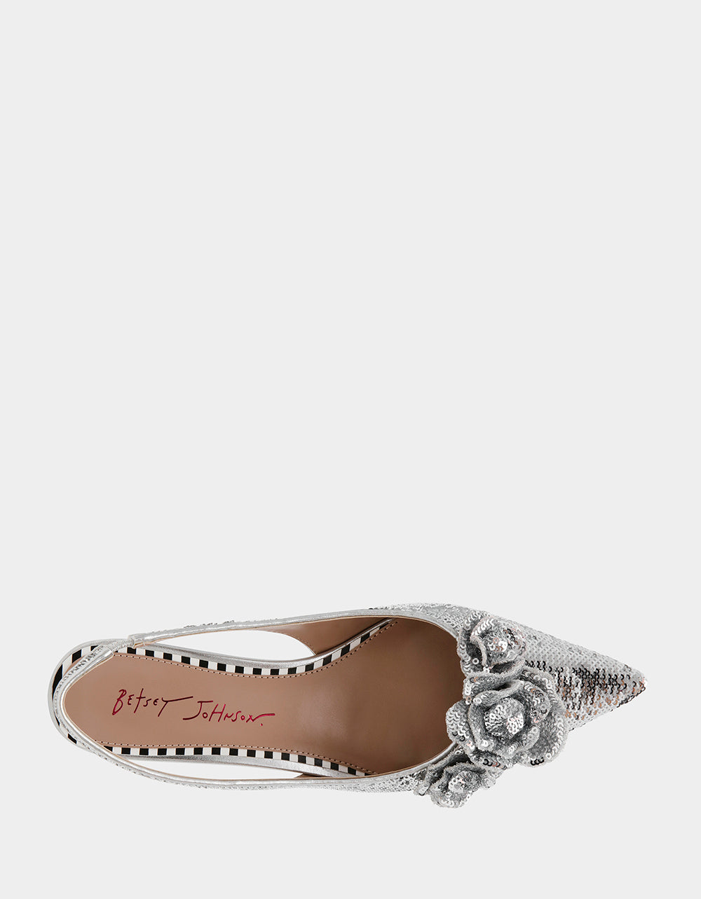 Betsey Johnson Classic - AURORRA SILVER Sequins Kitten Heel