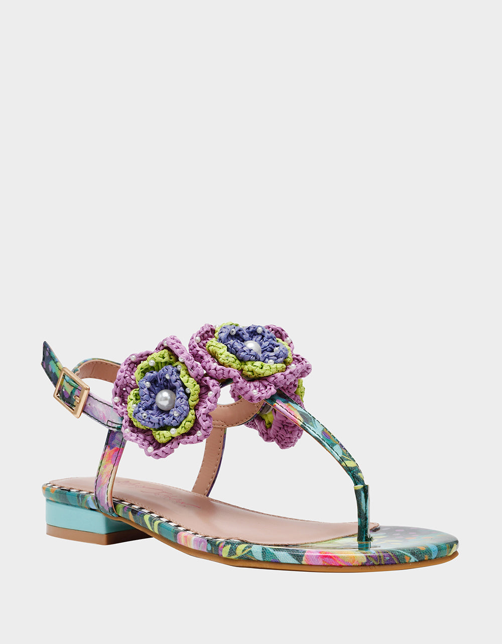Betsey Johnson Everyday - CINDII BRIGHT MULTI T-Strap Flat Thong Sandal