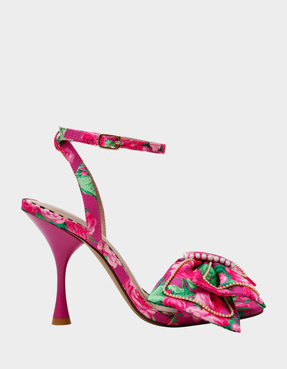 Betsey Johnson Premium - DENLY FUCHSIA FLORAL Square-Toe Strappy Heel