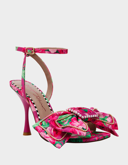 Betsey Johnson Premium - DENLY FUCHSIA FLORAL Square-Toe Strappy Heel