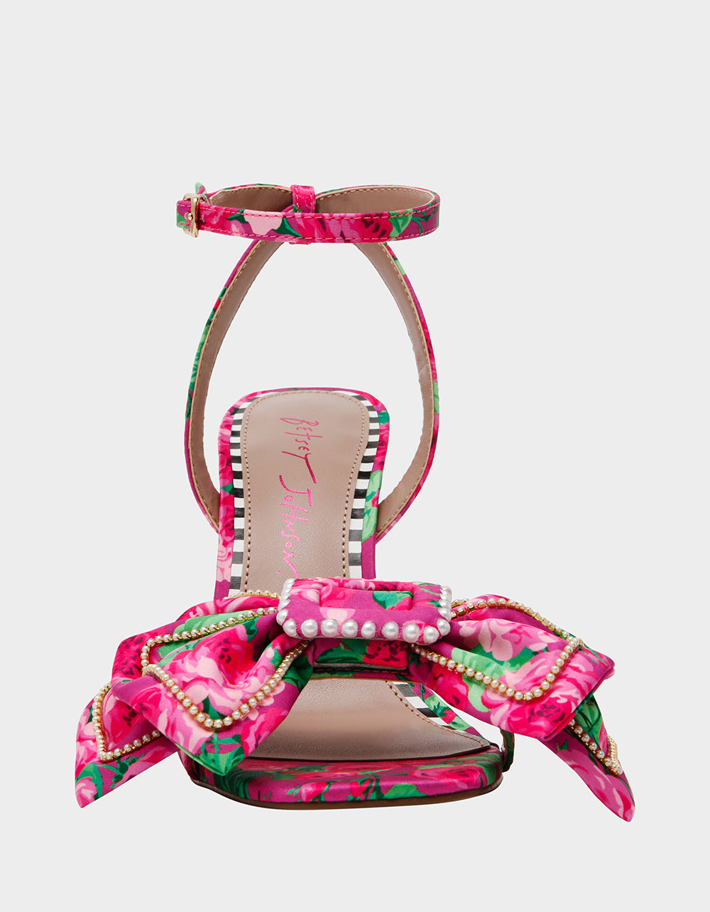 Betsey Johnson Premium - DENLY FUCHSIA FLORAL Square-Toe Strappy Heel