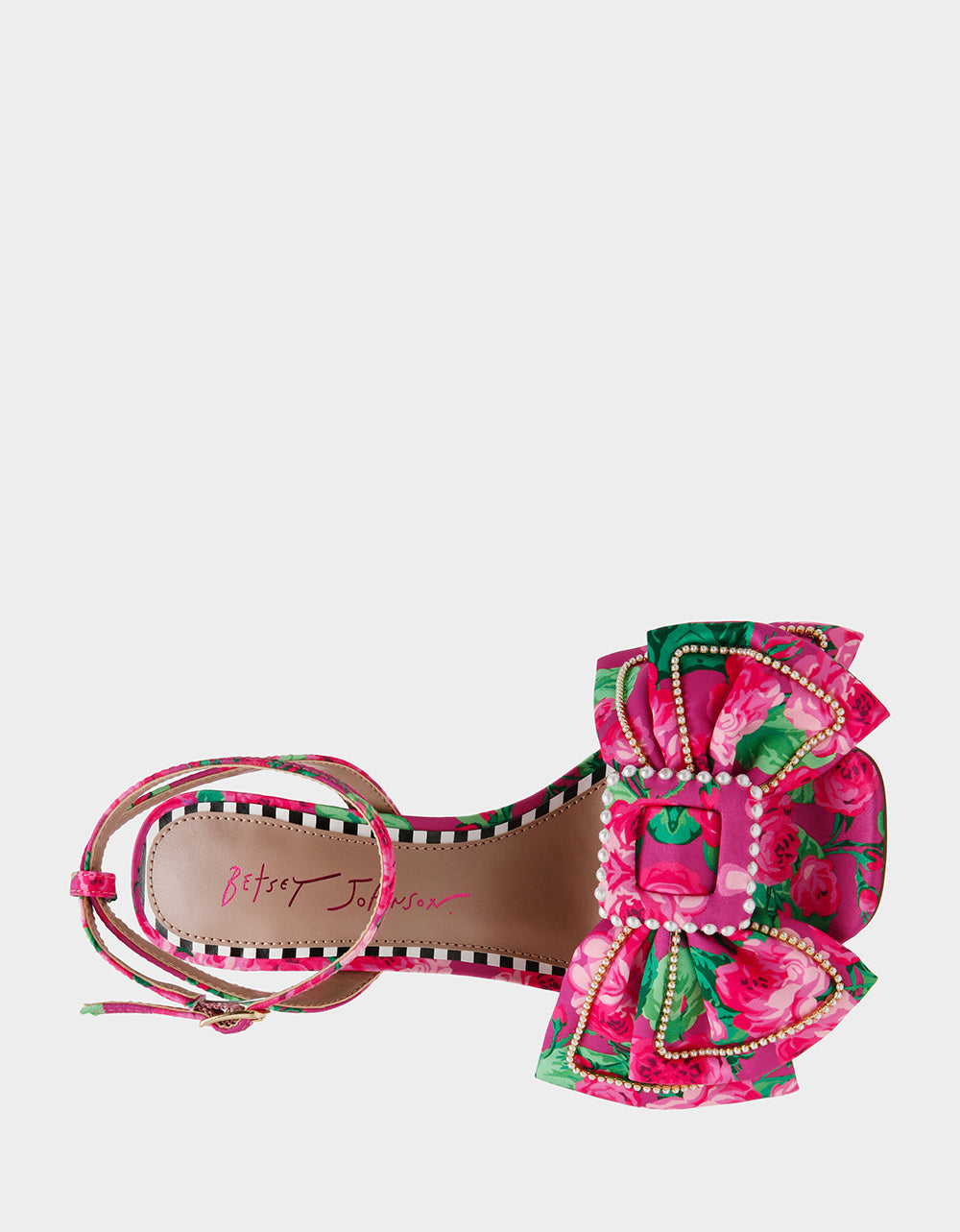 Betsey Johnson Premium - DENLY FUCHSIA FLORAL Square-Toe Strappy Heel