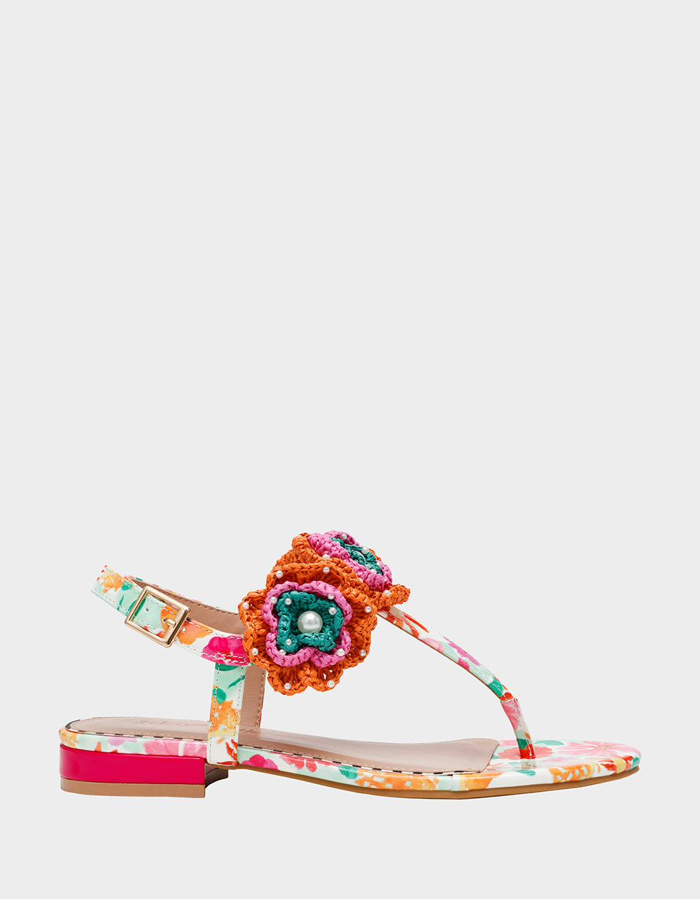 Betsey Johnson Value - CINDII WHITE MULTI T-Strap Flat Thong Sandal