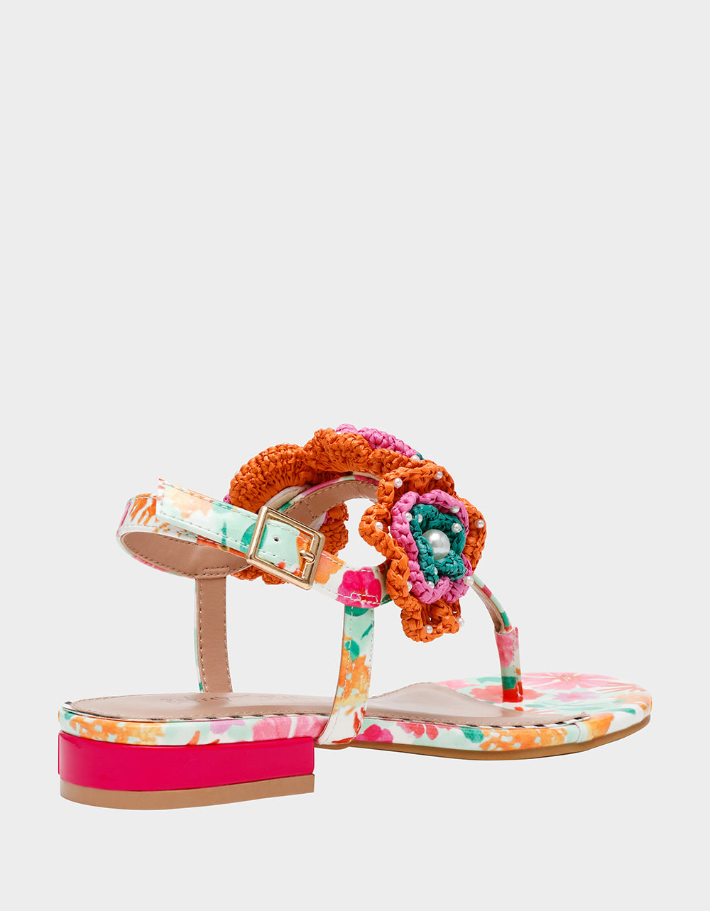 Betsey Johnson Value - CINDII WHITE MULTI T-Strap Flat Thong Sandal