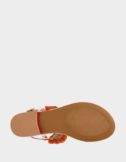 Betsey Johnson Value - CINDII WHITE MULTI T-Strap Flat Thong Sandal
