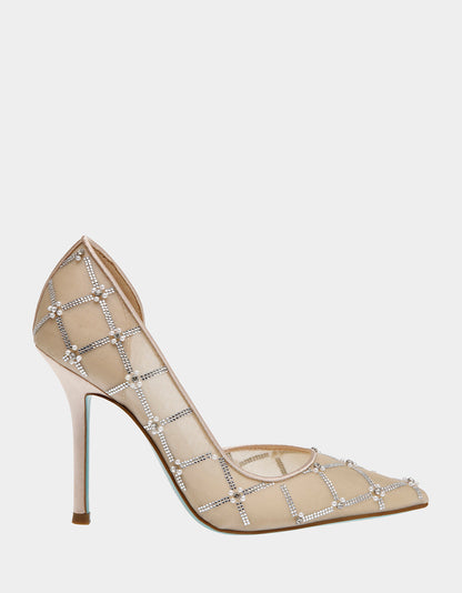 Betsey Johnson Value - CRUZE NUDE Pointed Toe Mesh Heel