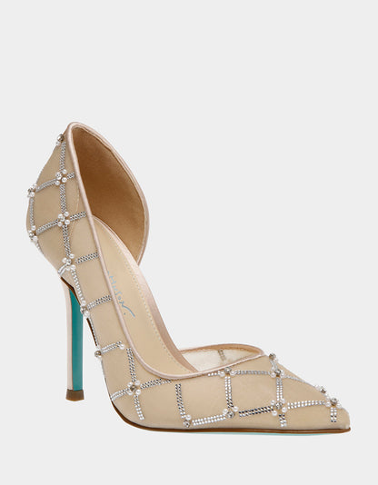 Betsey Johnson Value - CRUZE NUDE Pointed Toe Mesh Heel