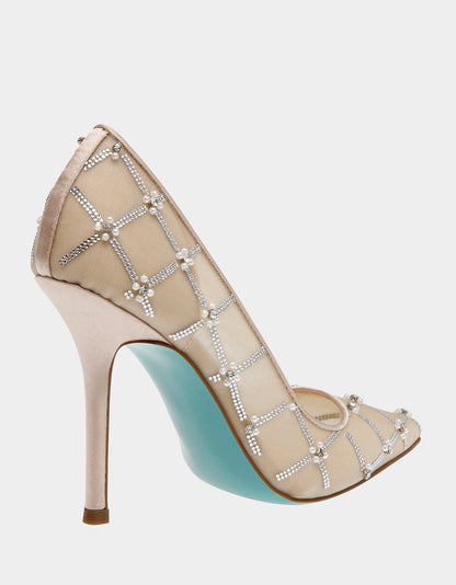Betsey Johnson Value - CRUZE NUDE Pointed Toe Mesh Heel