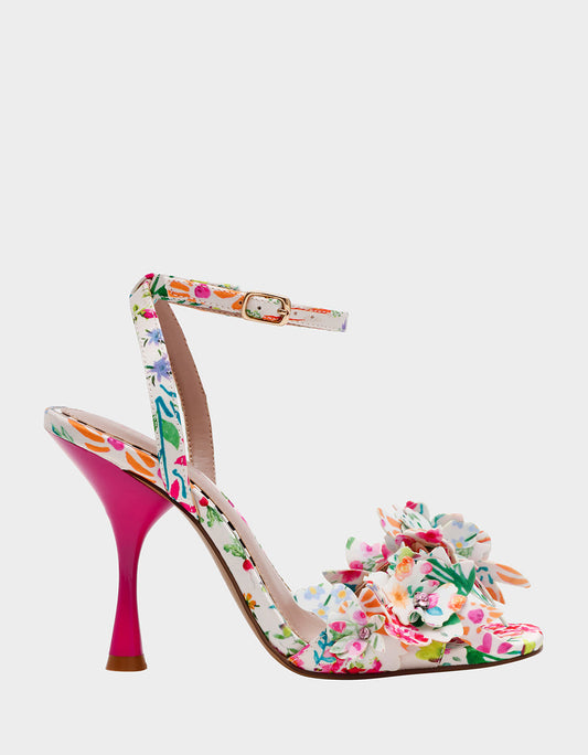 Betsey Johnson Essential - HILLEY NATURAL FLORAL MULTI Women's Floral High Heel Stiletto Sandal