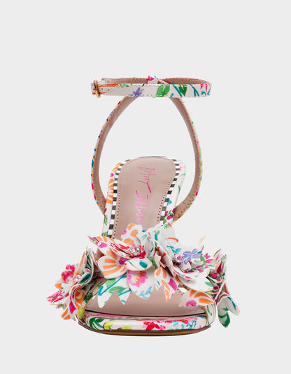Betsey Johnson Essential - HILLEY NATURAL FLORAL MULTI Women's Floral High Heel Stiletto Sandal