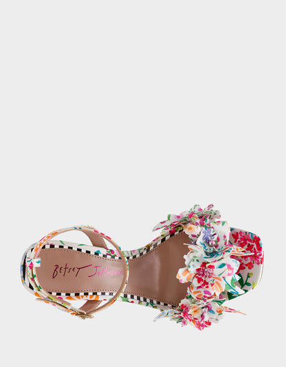 Betsey Johnson Essential - HILLEY NATURAL FLORAL MULTI Women's Floral High Heel Stiletto Sandal