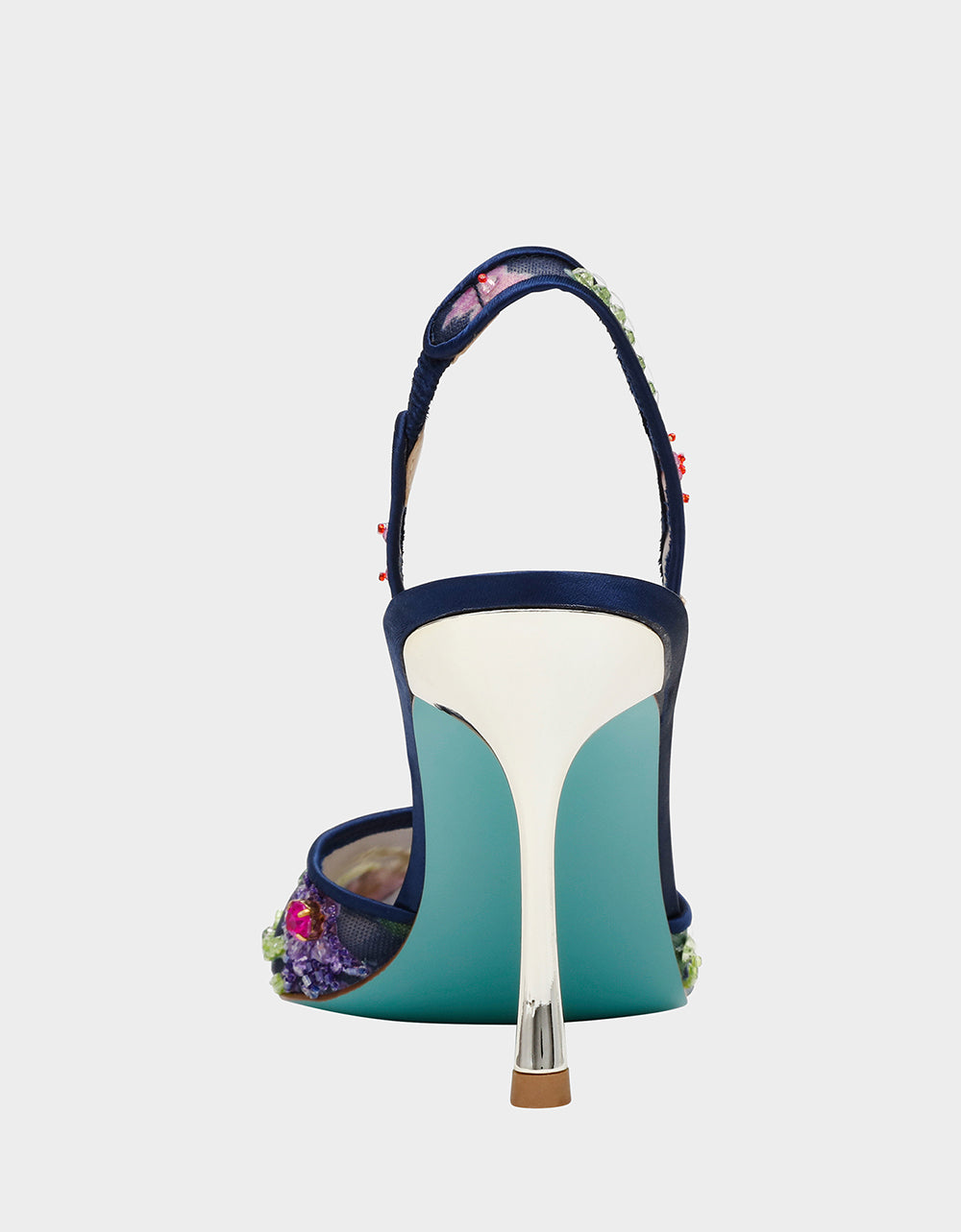 Betsey Johnson Popular - VELMA NAVY MULTI Pointed-Toe Stiletto Pump Mesh Heel