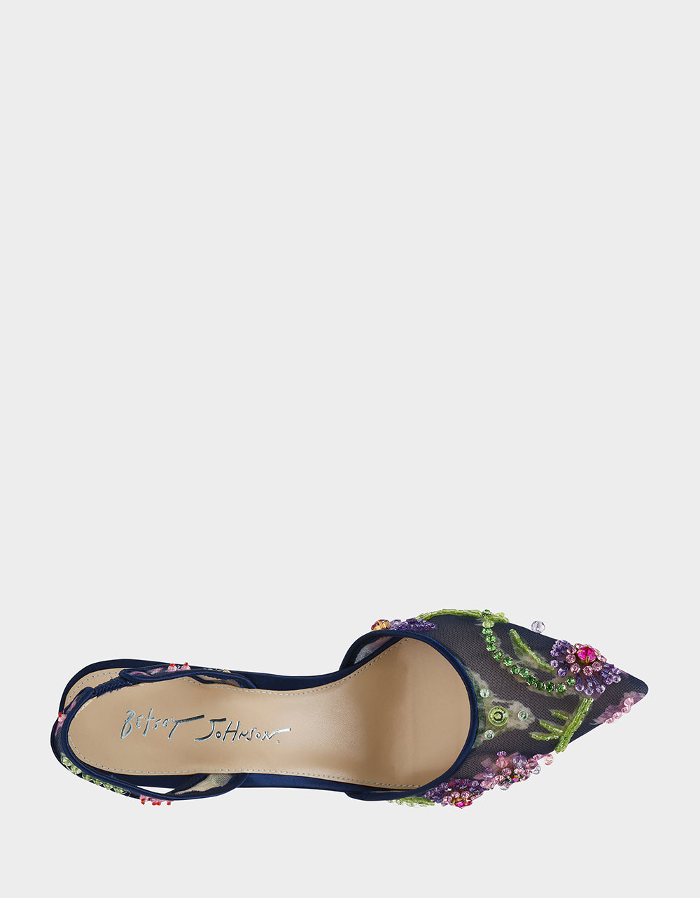 Betsey Johnson Popular - VELMA NAVY MULTI Pointed-Toe Stiletto Pump Mesh Heel