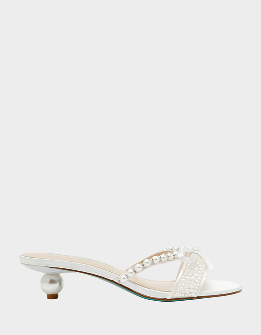 Betsey Johnson Classic - MANDY PEARL Women's Strappy Pearl Embellished Kitten Heel