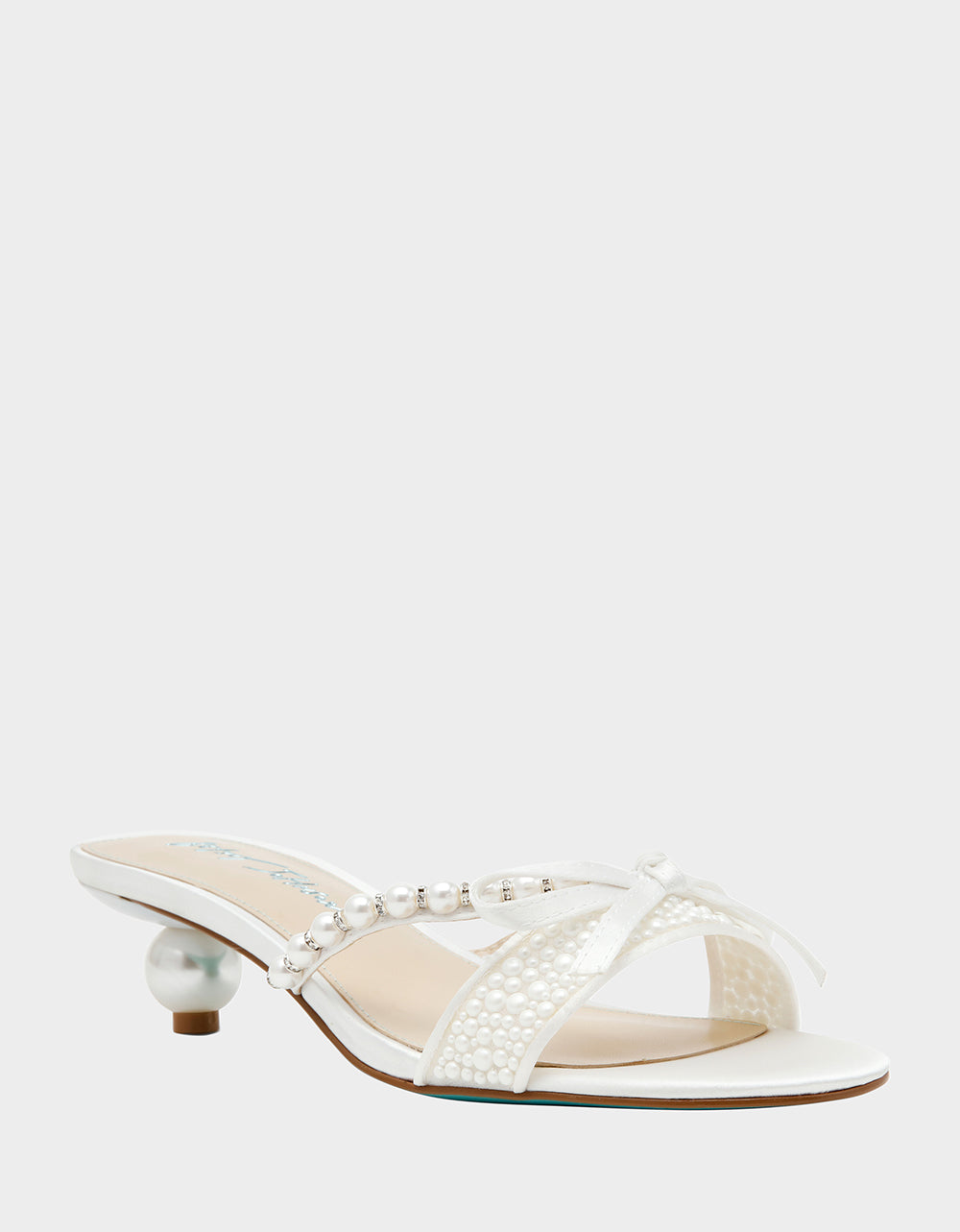 Betsey Johnson Classic - MANDY PEARL Women's Strappy Pearl Embellished Kitten Heel