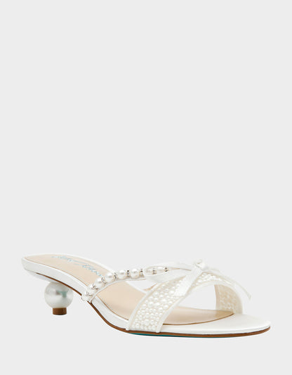Betsey Johnson Classic - MANDY PEARL Women's Strappy Pearl Embellished Kitten Heel