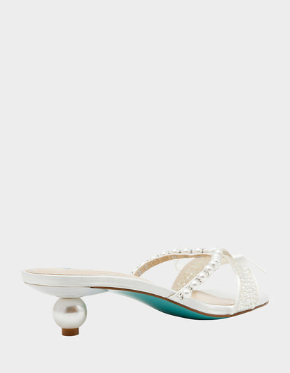 Betsey Johnson Classic - MANDY PEARL Women's Strappy Pearl Embellished Kitten Heel