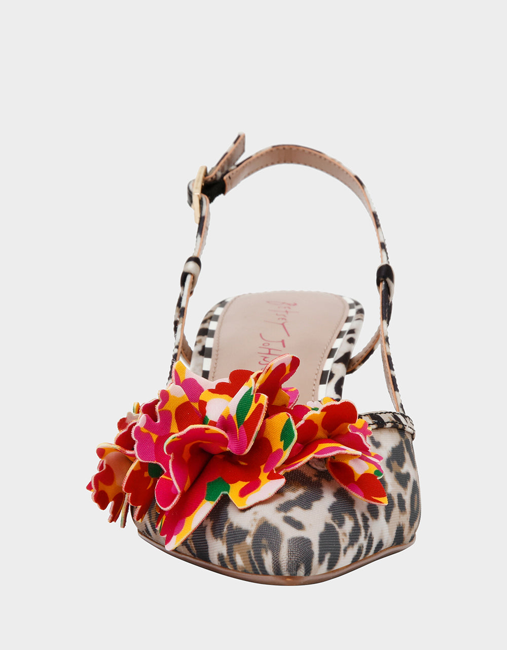 Betsey Johnson Top Pick - BAYLEE LEOPARD MULTI Women's Leopard Floral Slingback Kitten Heel