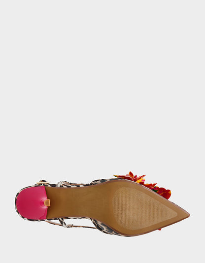 Betsey Johnson Top Pick - BAYLEE LEOPARD MULTI Women's Leopard Floral Slingback Kitten Heel