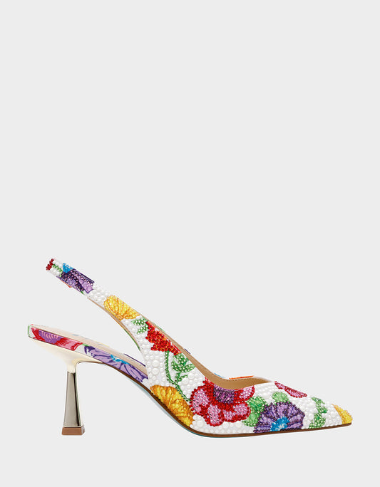 Betsey Johnson New - CLARK BRIGHT MULTI Women's Rhinestone Floral Heel