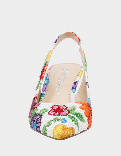 Betsey Johnson New - CLARK BRIGHT MULTI Women's Rhinestone Floral Heel
