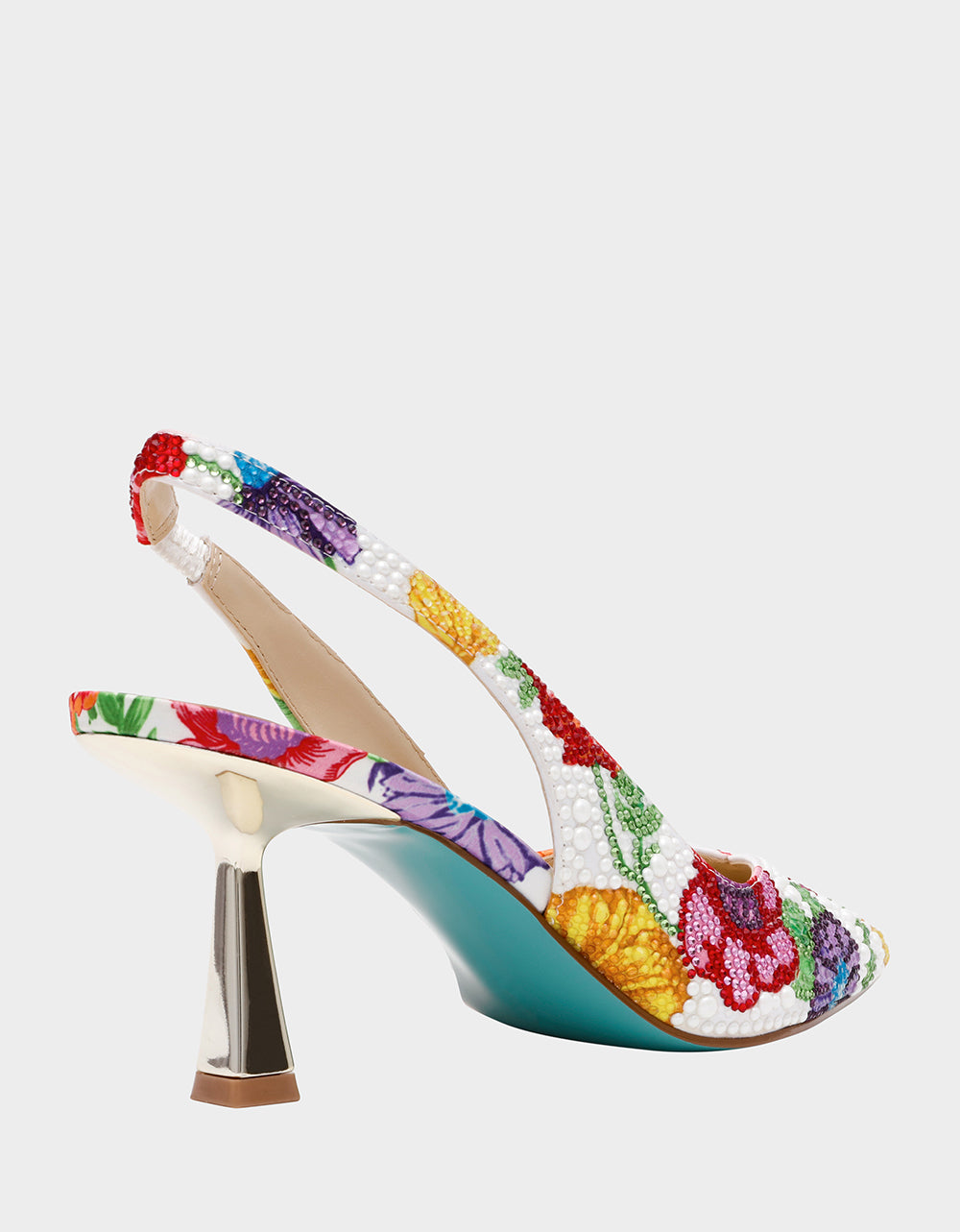 Betsey Johnson New - CLARK BRIGHT MULTI Women's Rhinestone Floral Heel
