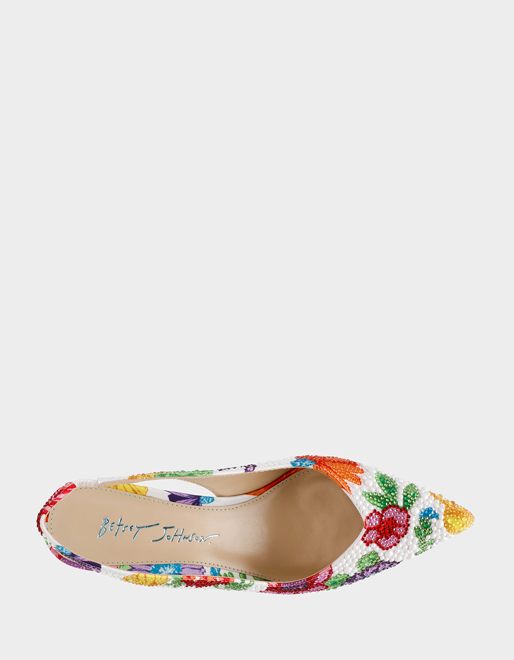 Betsey Johnson New - CLARK BRIGHT MULTI Women's Rhinestone Floral Heel