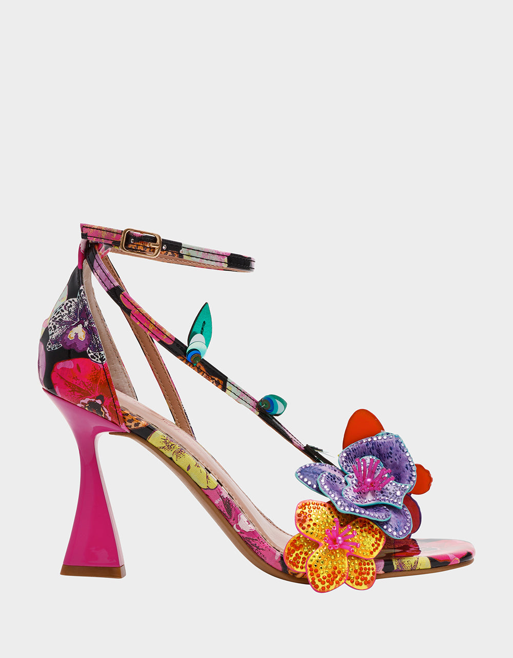 Betsey Johnson Everyday - CAMILE BLACK MULTI Women's Floral Butterfly Rhinestone High Heel